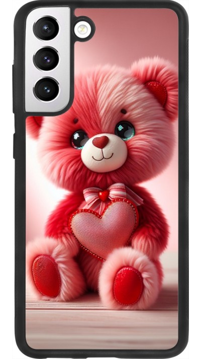 Samsung Galaxy S21 FE 5G Case Hülle - Silikon schwarz Valentin 2024 Rosaroter Teddybär