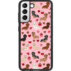 Coque Samsung Galaxy S21 FE 5G - Silicone rigide noir Valentine 2024 puppy love