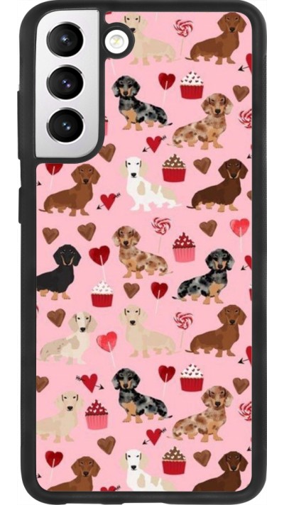 Samsung Galaxy S21 FE 5G Case Hülle - Silikon schwarz Valentine 2024 puppy love