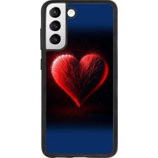 Coque Samsung Galaxy S21 FE 5G - Silicone rigide noir Valentine 2025 coeur rouge