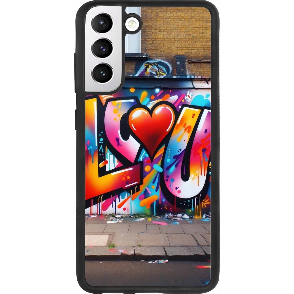 Coque Samsung Galaxy S21 FE 5G - Silicone rigide noir Valentine 2025 Love U Tag