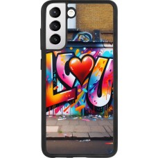 Coque Samsung Galaxy S21 FE 5G - Silicone rigide noir Valentine 2025 Love U Tag