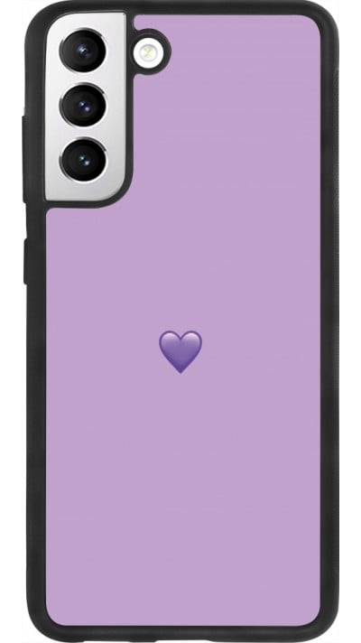 Coque Samsung Galaxy S21 FE 5G - Silicone rigide noir Valentine 2023 purpule single heart