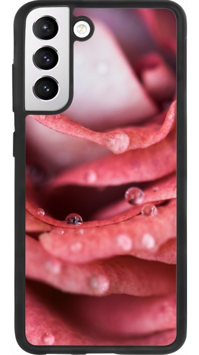 Coque Samsung Galaxy S21 FE 5G - Silicone rigide noir Valentine 2023 wet petals