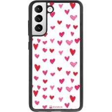 Coque Samsung Galaxy S21 FE 5G - Silicone rigide noir Valentine 2022 Many pink hearts
