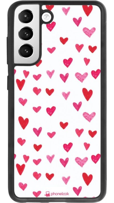 Coque Samsung Galaxy S21 FE 5G - Silicone rigide noir Valentine 2022 Many pink hearts