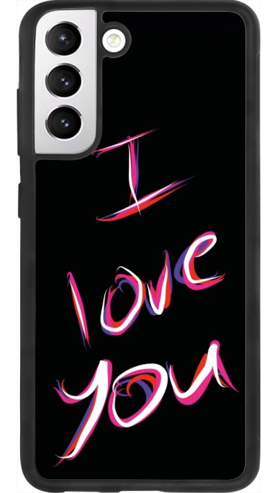Coque Samsung Galaxy S21 FE 5G - Silicone rigide noir Valentine 2023 colorful I love you