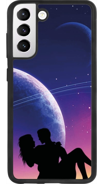 Coque Samsung Galaxy S21 FE 5G - Silicone rigide noir Valentine 2023 couple love to the moon