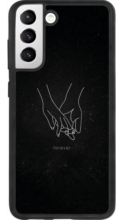 Coque Samsung Galaxy S21 FE 5G - Silicone rigide noir Valentine 2023 hands forever