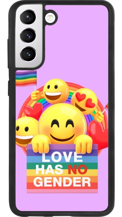 Coque Samsung Galaxy S21 FE 5G - Silicone rigide noir Valentine 2023 love has no gender