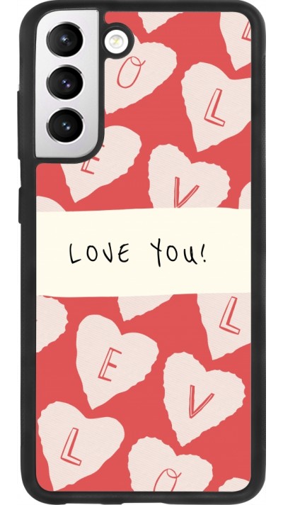 Coque Samsung Galaxy S21 FE 5G - Silicone rigide noir Valentine 2023 love you note