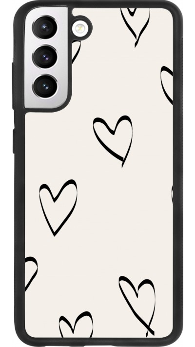 Coque Samsung Galaxy S21 FE 5G - Silicone rigide noir Valentine 2023 minimalist hearts