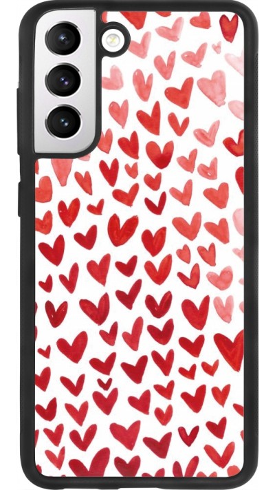 Coque Samsung Galaxy S21 FE 5G - Silicone rigide noir Valentine 2023 multiple red hearts