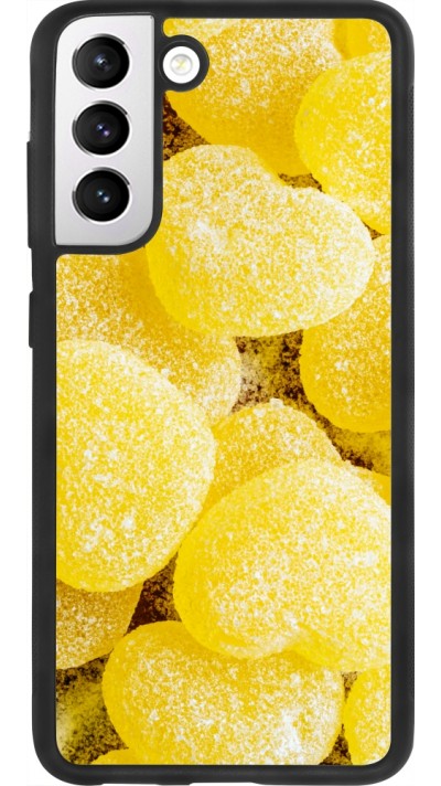 Coque Samsung Galaxy S21 FE 5G - Silicone rigide noir Valentine 2023 sweet yellow hearts