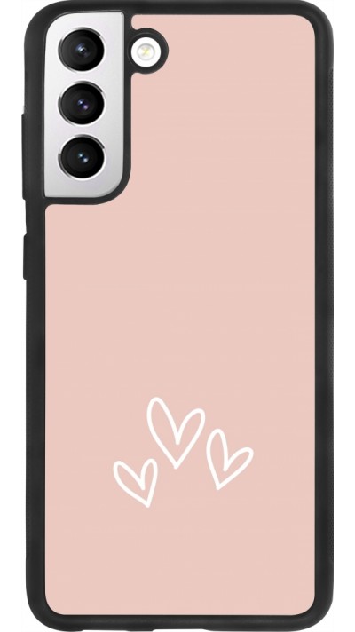 Coque Samsung Galaxy S21 FE 5G - Silicone rigide noir Valentine 2023 three minimalist hearts