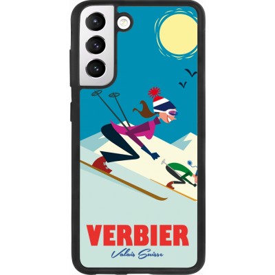 Coque Samsung Galaxy S21 FE 5G - Silicone rigide noir Verbier Ski Downhill