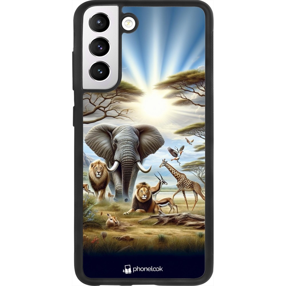 Coque Samsung Galaxy S21 FE 5G - Silicone rigide noir Vie sauvage africaine