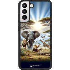 Coque Samsung Galaxy S21 FE 5G - Silicone rigide noir Vie sauvage africaine