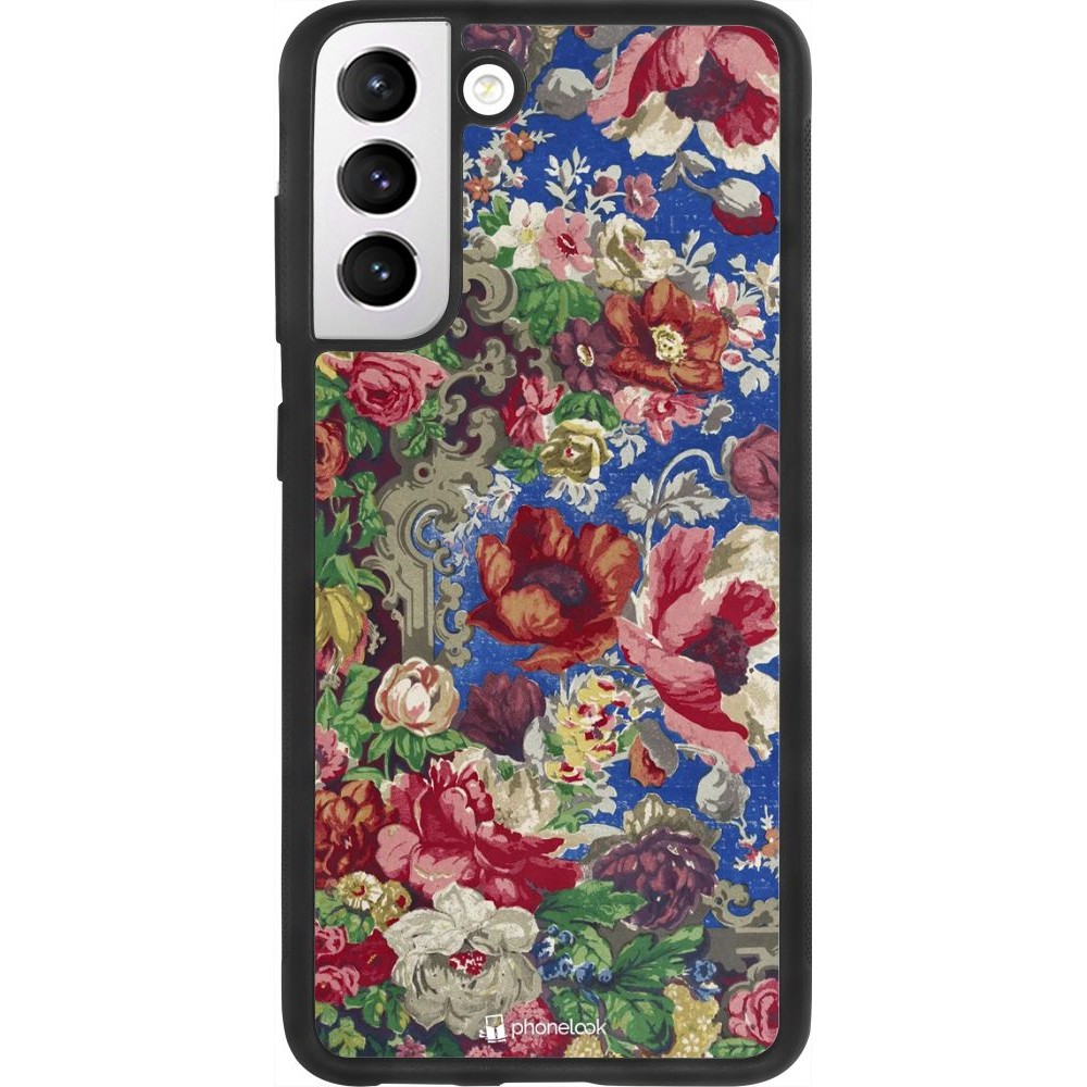 Coque Samsung Galaxy S21 FE 5G - Silicone rigide noir Vintage Art Flowers