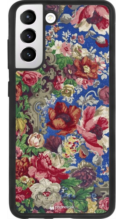 Hülle Samsung Galaxy S21 FE 5G - Silikon schwarz Vintage Art Flowers