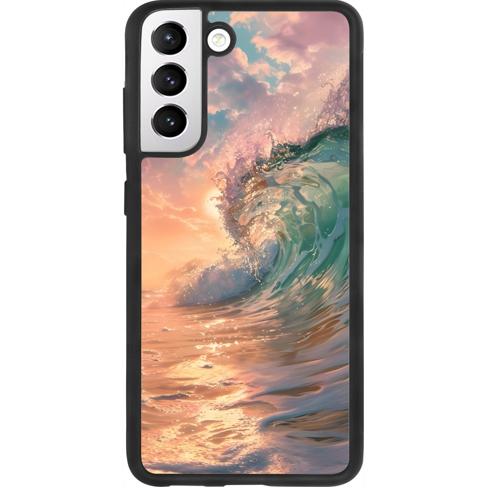 Coque Samsung Galaxy S21 FE 5G - Silicone rigide noir Wave Sunset