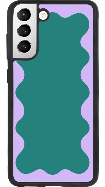 Coque Samsung Galaxy S21 FE 5G - Silicone rigide noir Wavy Rectangle Green Purple