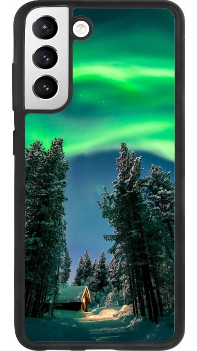 Coque Samsung Galaxy S21 FE 5G - Silicone rigide noir Winter 22 Northern Lights