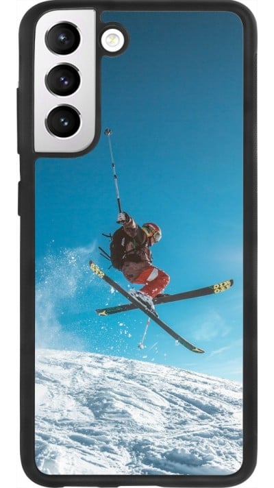 Coque Samsung Galaxy S21 FE 5G - Silicone rigide noir Winter 22 Ski Jump