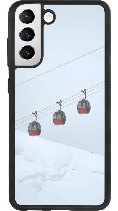 Coque Samsung Galaxy S21 FE 5G - Silicone rigide noir Winter 22 ski lift