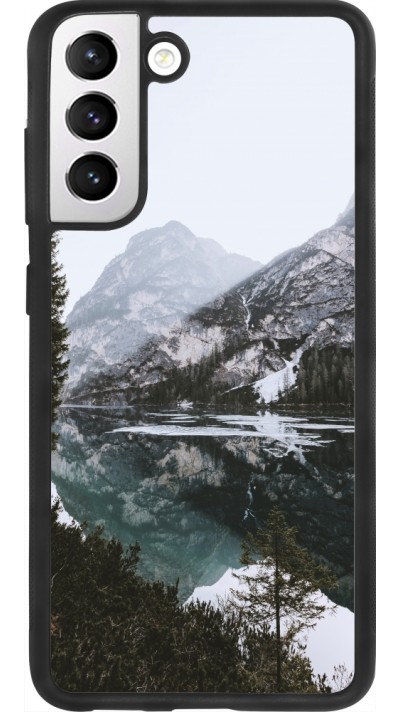 Coque Samsung Galaxy S21 FE 5G - Silicone rigide noir Winter 22 snowy mountain and lake