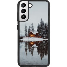 Samsung Galaxy S21 FE 5G Case Hülle - Silikon schwarz Winter 25 Winter house forest afternoon