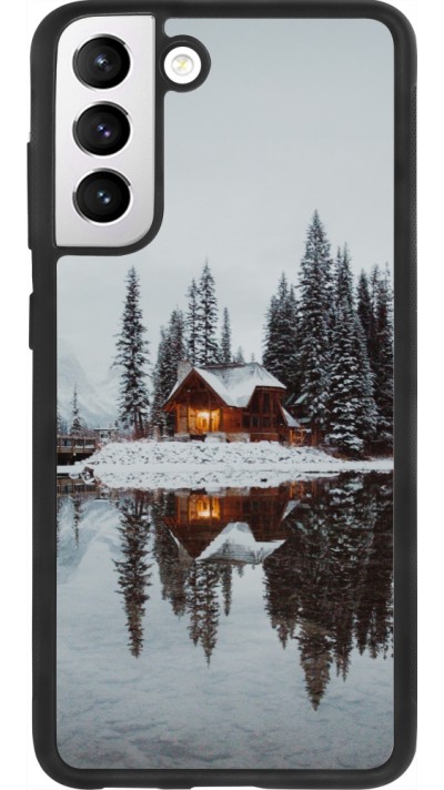 Samsung Galaxy S21 FE 5G Case Hülle - Silikon schwarz Winter 25 Winter house forest afternoon