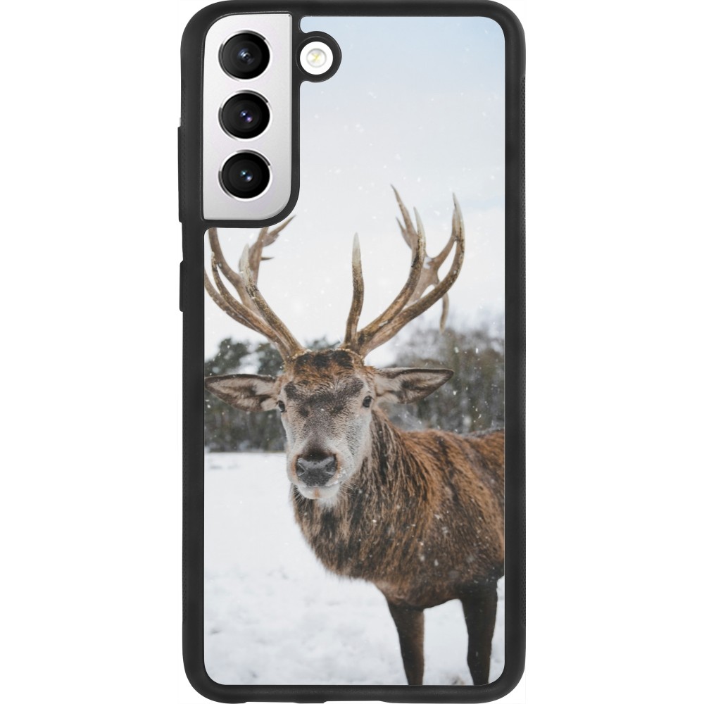 Samsung Galaxy S21 FE 5G Case Hülle - Silikon schwarz Winter 25 Winter reindeer