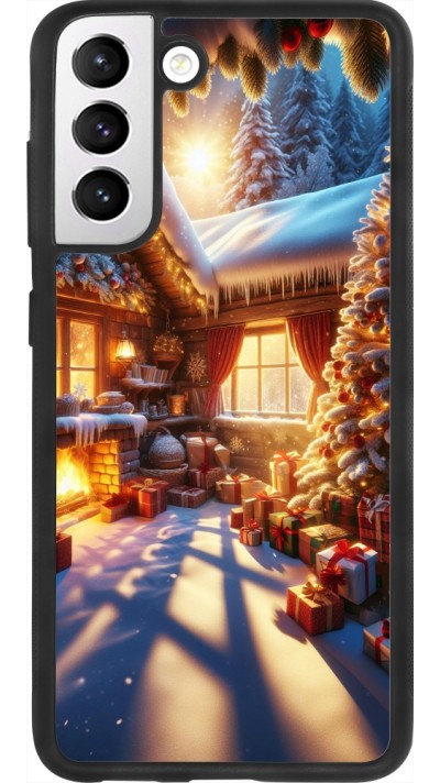 Coque Samsung Galaxy S21 FE 5G - Silicone rigide noir Noël Chalet Féerie