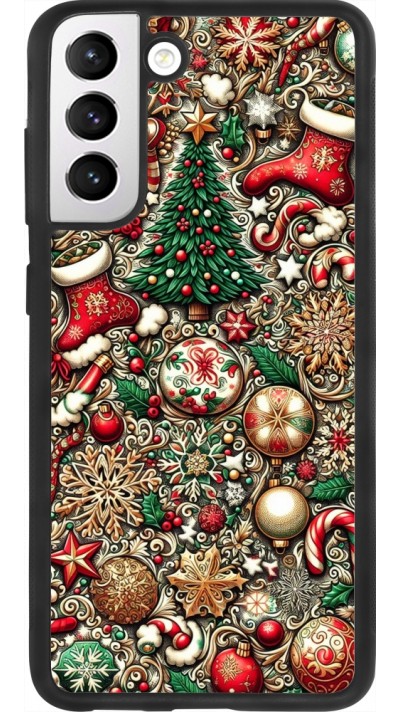 Coque Samsung Galaxy S21 FE 5G - Silicone rigide noir Noël 2023 micro pattern