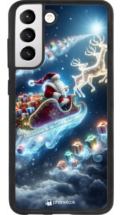 Coque Samsung Galaxy S21 FE 5G - Silicone rigide noir Noël 2023 Père Noël enchanté