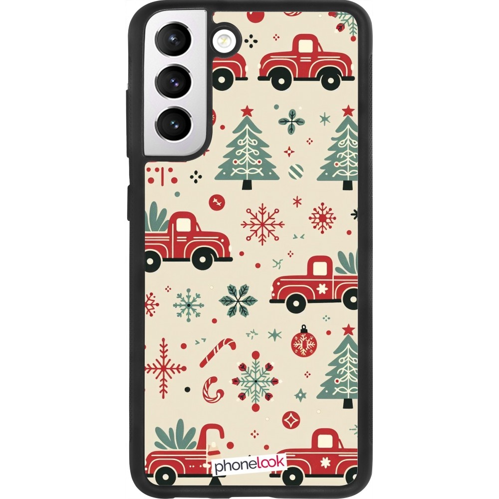 Coque Samsung Galaxy S21 FE 5G - Silicone rigide noir Noël 2024 Camion Sapin