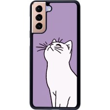 Coque Samsung Galaxy S21+ 5G - Chat sur fond violet