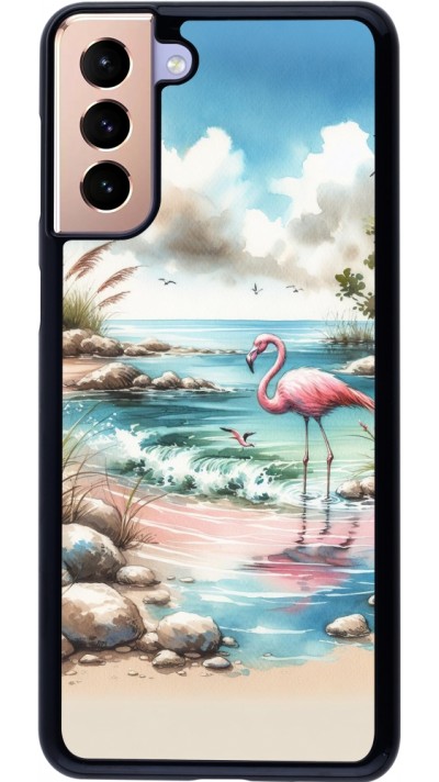 Coque Samsung Galaxy S21+ 5G - Flamant rose aquarelle
