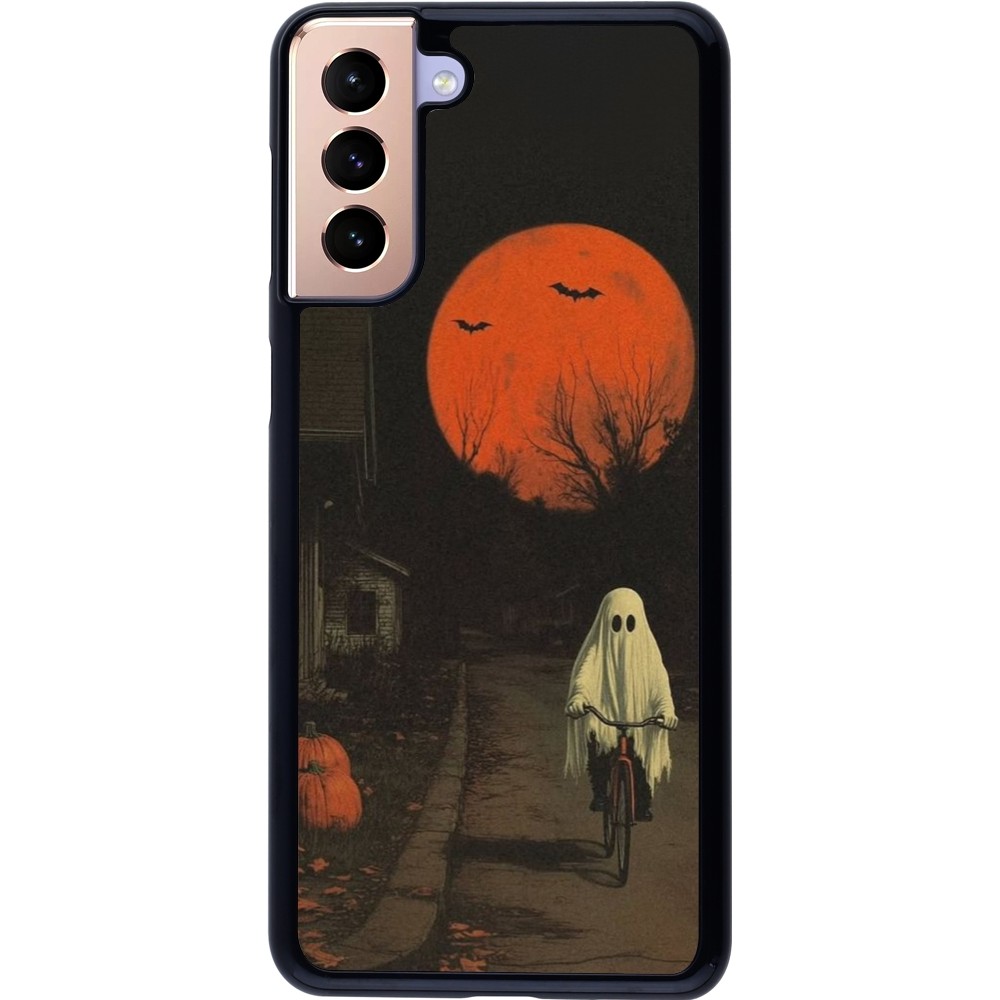Samsung Galaxy S21+ 5G Case Hülle - Halloween 2025 Ghost on a bicycle