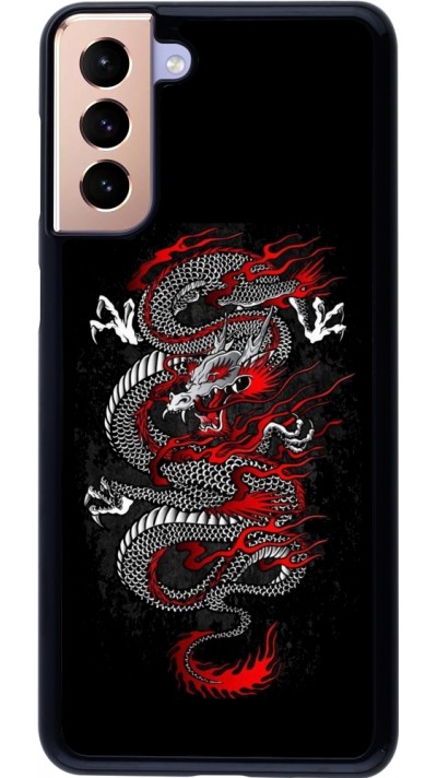 Coque Samsung Galaxy S21+ 5G - Japanese style Dragon Tattoo Red Black