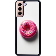 Samsung Galaxy S21+ 5G Case Hülle - Weisser Hintergrund, pinker Donut