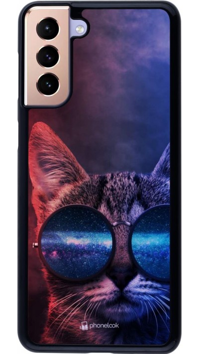 Hülle Samsung Galaxy S21+ 5G - Red Blue Cat Glasses
