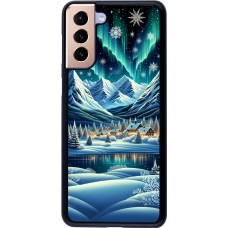 Samsung Galaxy S21+ 5G Case Hülle - Verschneites Bergdorf am See in der Nacht