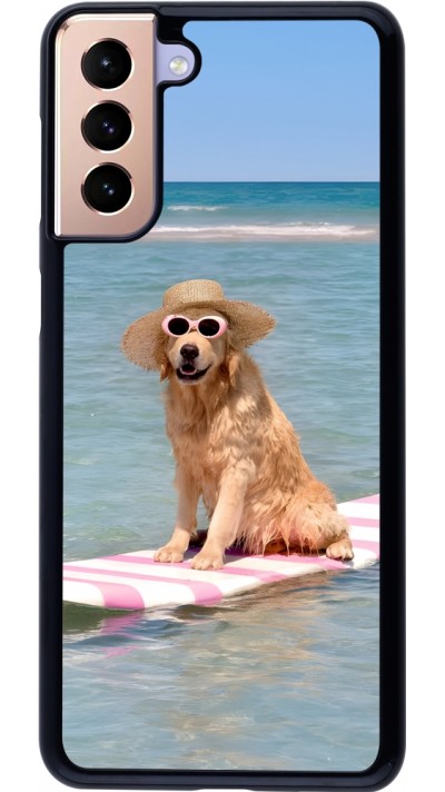 Coque Samsung Galaxy S21+ 5G - Summer Dog on Paddle