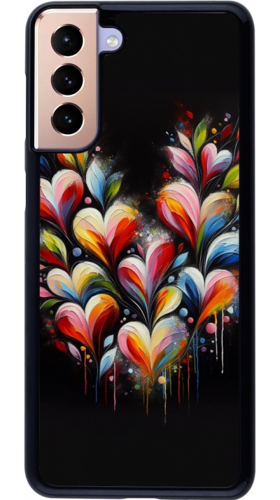 Coque Samsung Galaxy S21+ 5G - Valentine 2024 Coeur Noir Abstrait