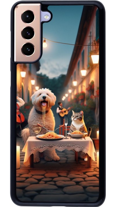 Samsung Galaxy S21+ 5G Case Hülle - Valentin 2024 Hund & Katze Kerzenlicht