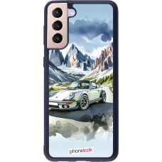 Coque Samsung Galaxy S21+ 5G - Silicone rigide noir Porsche 911 Mountain Watercolor