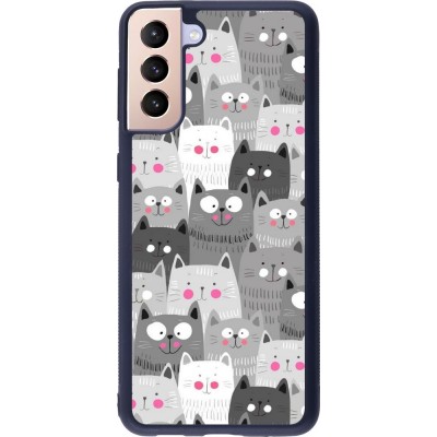 Coque Samsung Galaxy S21+ 5G - Silicone rigide noir Chats gris troupeau