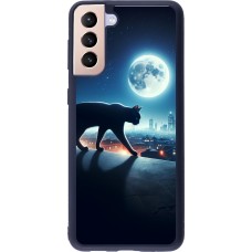 Samsung Galaxy S21+ 5G Case Hülle - Silikon schwarz Schwarze Katze unter dem Vollmond